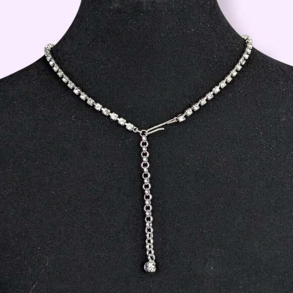 Vintage Rhinestone Fanning Baguette Necklace - Picture 5 of 6